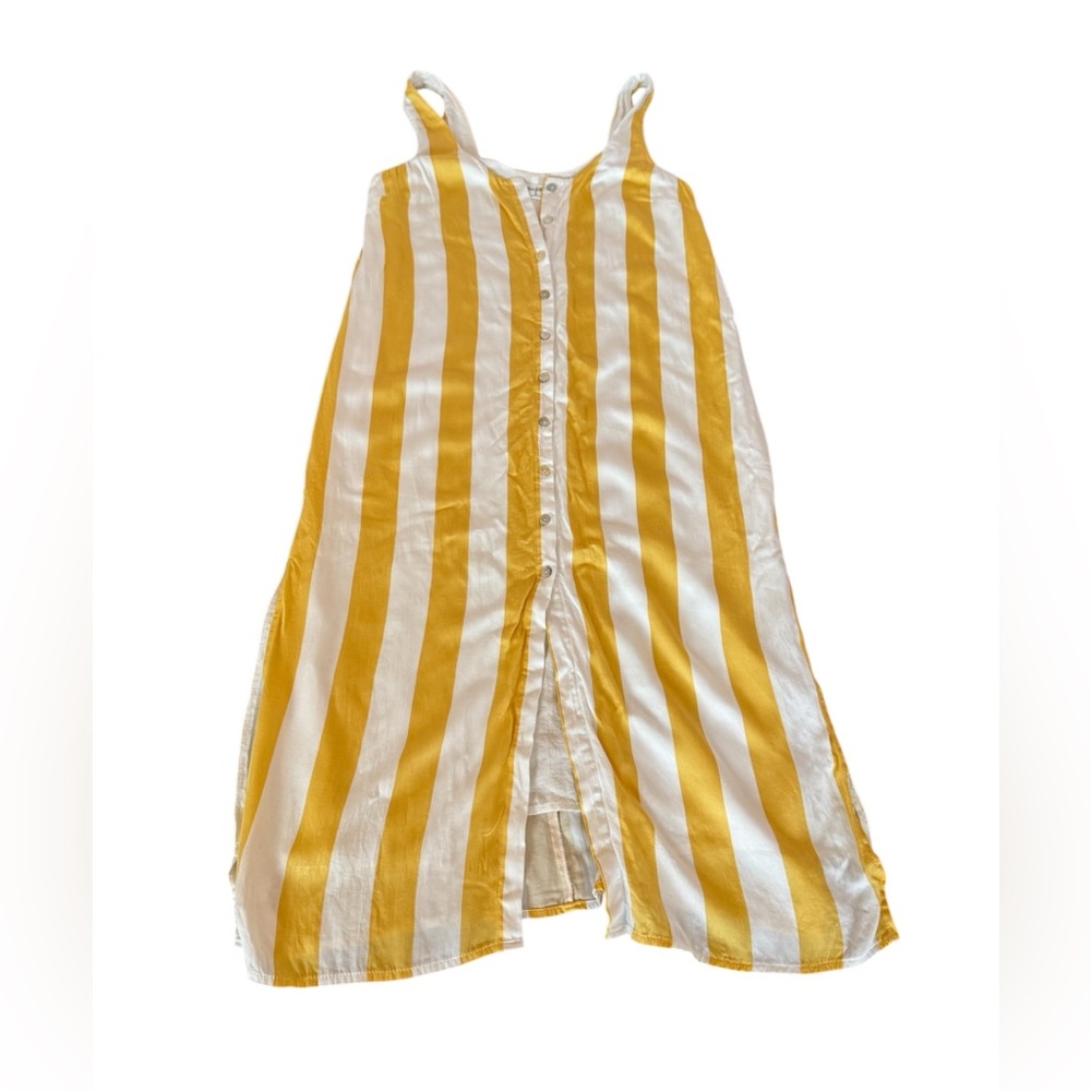 Others Follow Foxtrot Rayon Dress Women S Yellow Striped Sleeveless Button Front